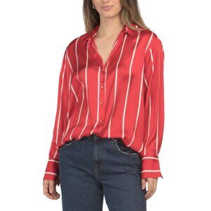 HAVER + BLAIR Ivory/red Print Stripes Top